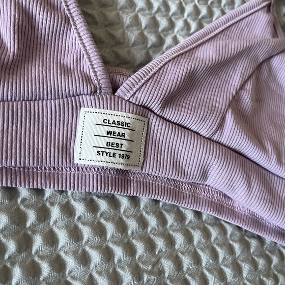 3 Piece Summer Letter Patch Short Halter Top Bundle— White, Black & Light Purple - Picture 5 of 14